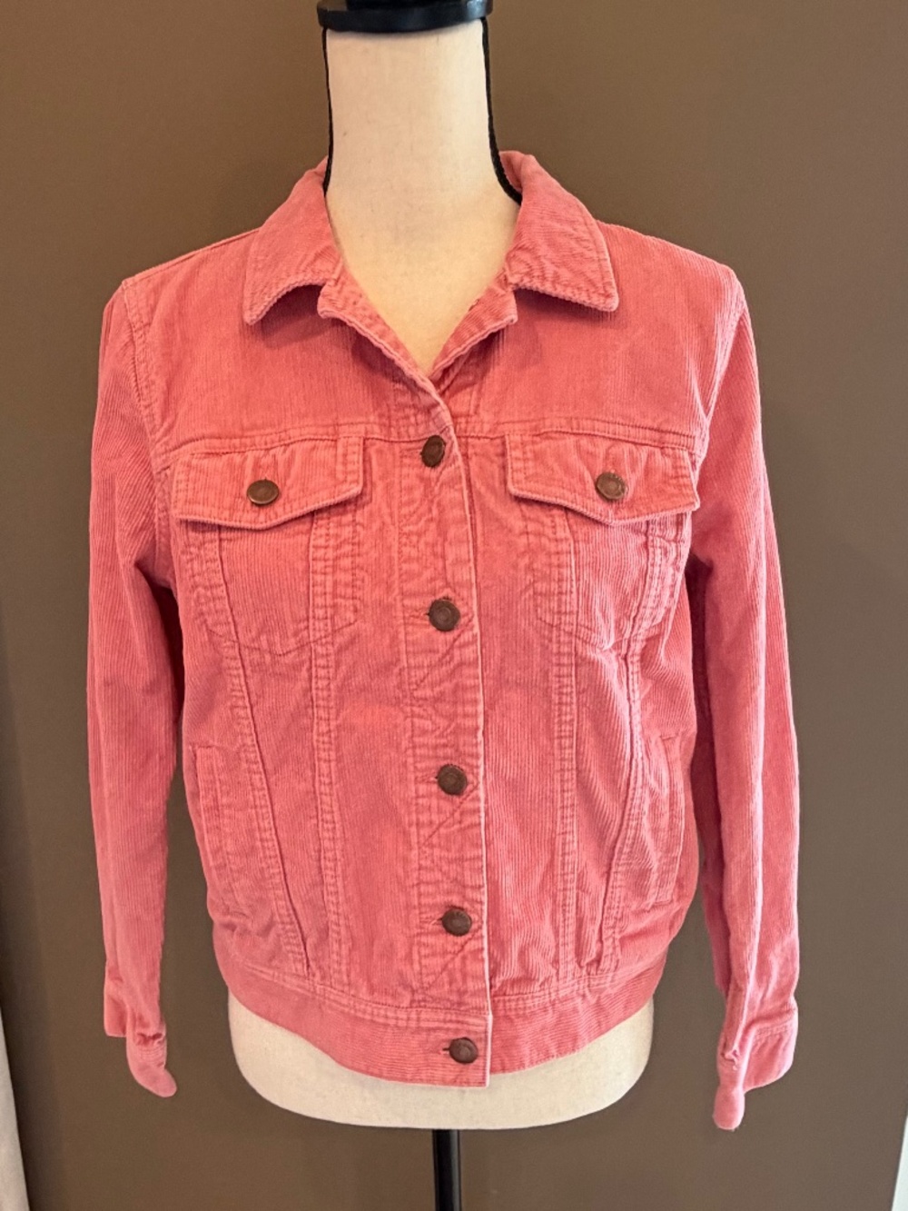 Old Navy Coral Pink Corduroy Jacket, button Front, Size Medium - Picture 1 of 13